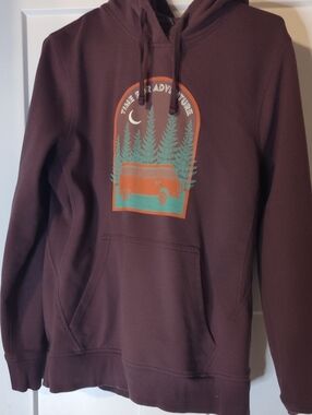 Forest Van Graphic Hoodie - Plum with Teal & Orange Print